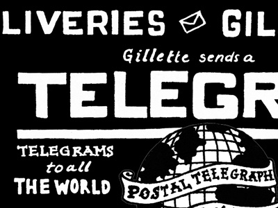 Gillette Telegram book hand lettering illustration print