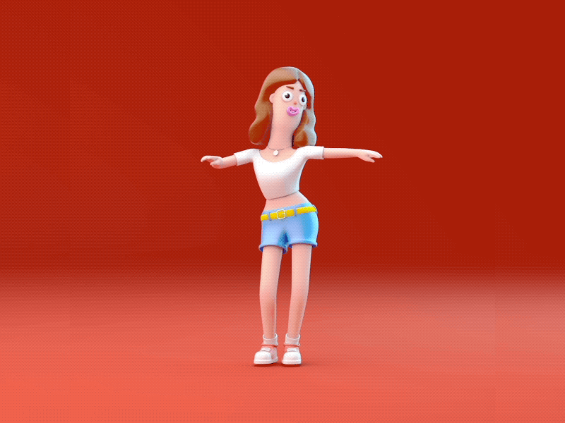 Vivian wave dance 3d animatedgif animation c4d characters dance design dribbble flat gif model motion render ui wave