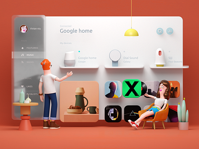 Smart Home Dashboard _ red 3d 3d illustration c4d charachter dark dashboad design dribbble flat illustration interface smart home ui ux