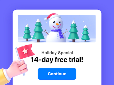 uMake_Pop-ups #02 3d appstore branding c4d design happy holidays illustration popup snowman tree ui umake