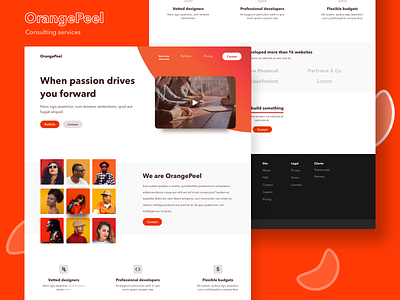 OrangePeel landing page colorful design landingpage orange webdesign