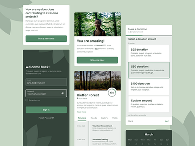 Petrichor Donation App 🌳 design donations green mobile mockups sketch