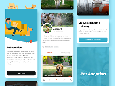 Pet Adoption App app blue and white mobile mobile app mockups pets sketch ui