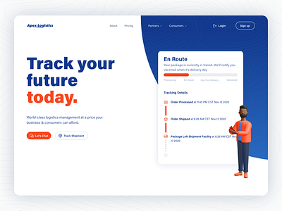 Mock Logistics Landing Page above the fold blue colorful ladning page landing mockups orange web web design