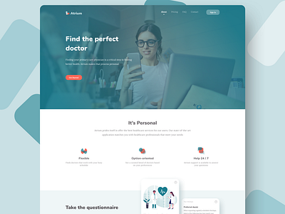 Atrium Landing Page app healthcare landingpage mockups sketch ui webdesign website