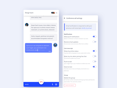 Voice-to-text chat conference call app