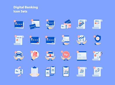 Digital Banking Icon Sets bank blue digital digital banking financial icon icon design icon set illustrator management symbol vector