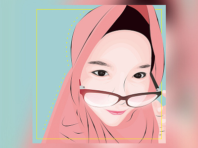 Vector Art beautiful design frame girl glasses hijab illustration pink potrait vector vector art vexelart