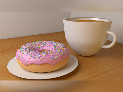Breakfast 3d 3d art 3d model 3d object coffe design donut illustration render table
