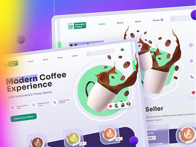 Modern Coffee Experience Local Coffee Shop 3d app branding card coffee design ecommerce illustration indonesia jakarta kopi ui uidesign up warm weekly weekly warmup zulfikar