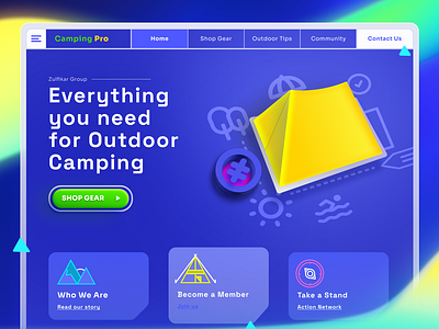 Camping Pro Landing Page, Outdoor Gear Store