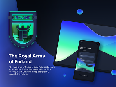 The Royal Arms of Fixland, Family Crest 3d animation app badge branding design dribbble dropdown ecommerce graphic design illustration logo motion graphics nft ui up vector warm weekly weeklywarmup