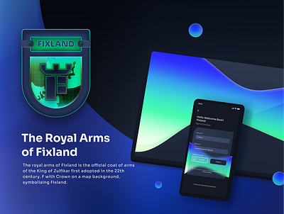 The Royal Arms of Fixland, Family Crest 3d animation app badge branding design dribbble dropdown ecommerce graphic design illustration logo motion graphics nft ui up vector warm weekly weeklywarmup
