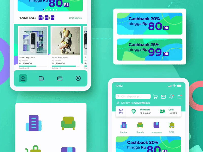 E-commerce - Mobile App 3d ahmad arif zulfikar app branding design e commerce ecommerce figma flat illustration logo market place nft shop shopee tokopedia tokped ui weeklywarmup zulfikar