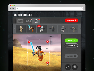 Lego Star Wars Poster Builder app design flat game ui ux web web design