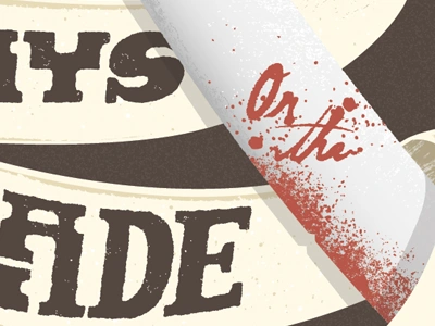 More blood banner beige blood brown custom type hand lettering movie quotes razor red ribbon