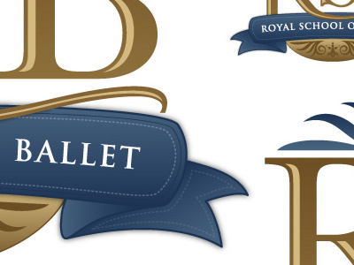 Royal School of Ballet ballet blue brown illustration logo ribbon