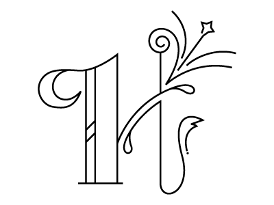 H custom lettering h monogram