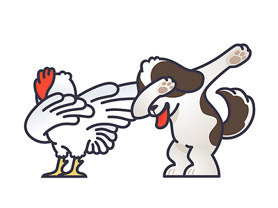 Dabbing Dog And Rooster dog illustration illustrator rooster vector