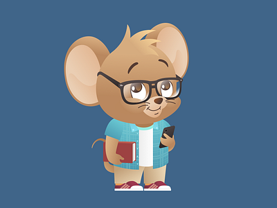 Year of the Rat 2020: The Nerd Featuring. Jerry cartoon character illustration vector