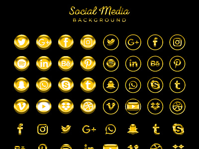 Gold Social Media Icons by Mohamed Nimhas on Dribbble