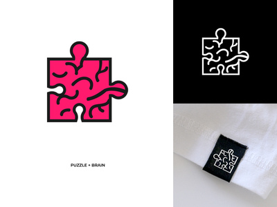 "THINK" (Puzzle + Brain) brand identity branding branding design design flat logo logo 2d logo design