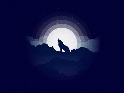 Wolf howl adobe ai illustration illustration design illustrator moon night wolf