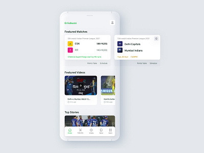 Cricbuzz App Redesign application minimal mobile app mobile ui ui uidesigner uiux ux