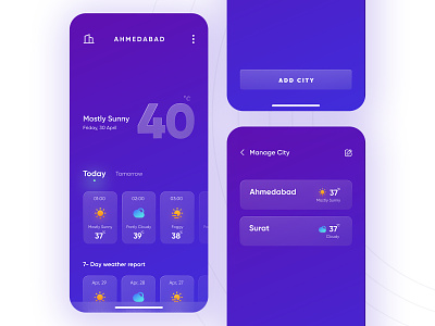 Weather App UI Concept apple design minimal mobile app mobile ui uidesigner uiux userinterface ux web