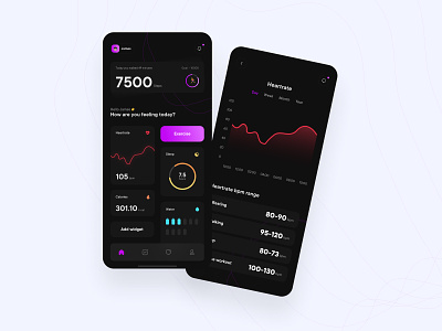 Health tracker app concept appconcept darkmode minimal mobile mobile app uidesigner uiux visualdesigner