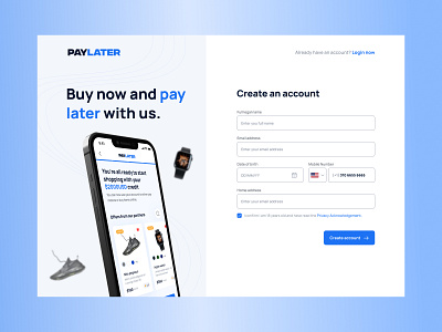 Fintech signup page concept