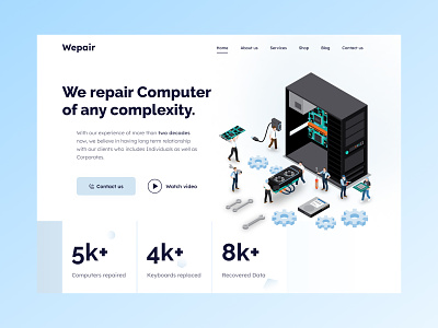 Hero concept for computer repair services computer design heroconcept minimal uidesign uidesigner webdesign website webui