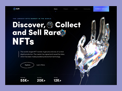 NFT Marketplace concept crypto darktheme design hero minimal nft ui uidesign uiux ux webhero website