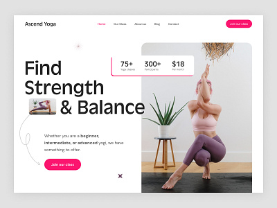 Yoga- Web header creativity hero landingpage minimal productdesign ui uidesigner uiux webdesign webheader webpage website yoga