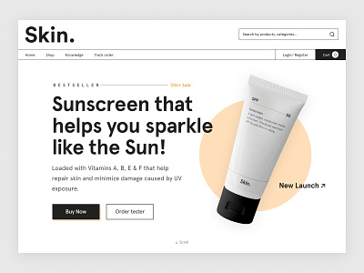 Skin - Skincare webheader creative design figma hero herosection minimal skin skincare uidesign uidesigner webdesign webheader websitedesign