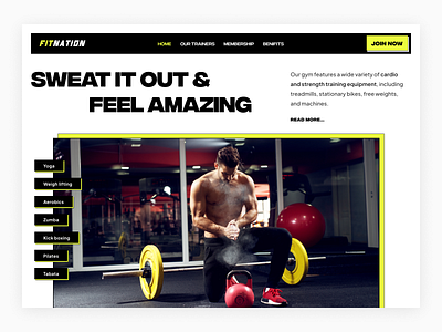 Fitnation- Gym Web-header body building body transformation cardio crossfit exercise fitness gym healthy landing page lifestyle muscle running sport web website design workout yoga
