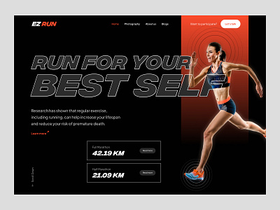 EzRun- Marathon webheader cardio exercise fitness gym health jogging landingpage marathon run runners sport webdesign website workout