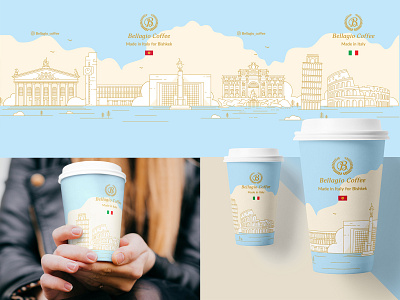 Bellagio Coffee cup branding coffee cup illustration