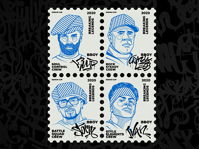 Breaking Legends Stamps bishkek breaking dance danger illustration stamps