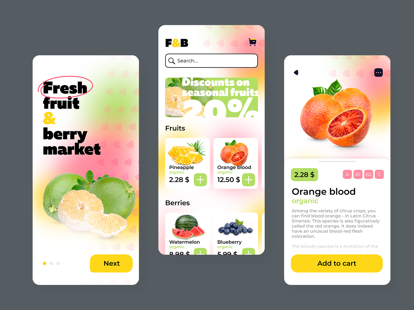 Fruit and berry market Mobile App by Sergey Novosad on Dribbble
