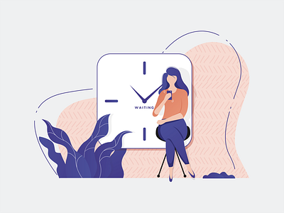 Waiting is normal. Expect it. branding character colorful design girl illustration gradient illustraion illustration love mobile stroke time vector waiting