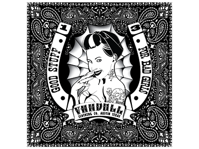 Vandoll CLothing Bandanna ai bandanna black and white clothing illustration pinup rockabilly tattoo vector