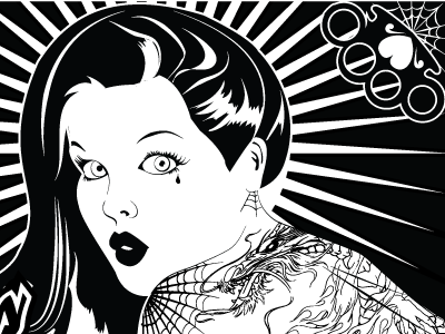 Pure Evil black an d white pin up girl