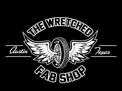 The Wretched Fab Shop Truck decal austin texas black and white motorcycle old skool
