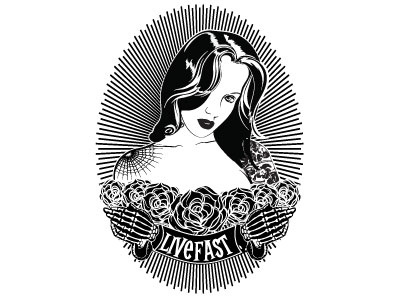 Liver fast HID black and white graphic design pin up girl tattoo