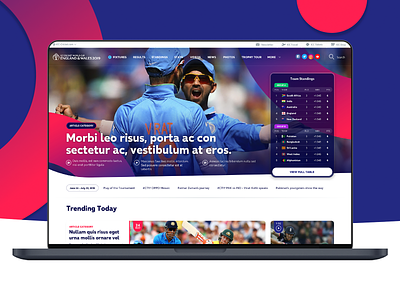 Cricket World Cup Concept design ui website