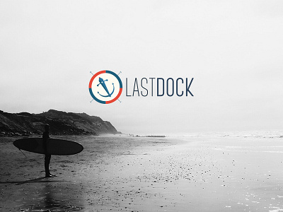 Last Dock anchor blue circle clean design dock emblem flat logo pen red web