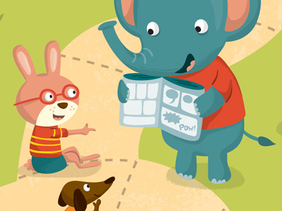 storytime animals anthropomorphic art bunny children dog elephant illustration kids reading vector