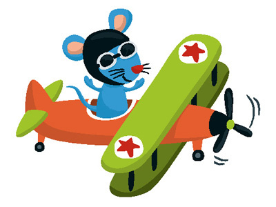 Mouse Plane art children illustration illustrator kids mouse plane transportation vector