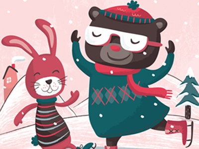 Winter Skate bear bunny skate vector